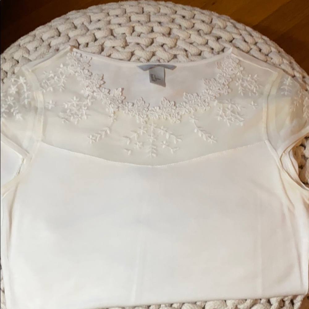 H&M white lace detail top